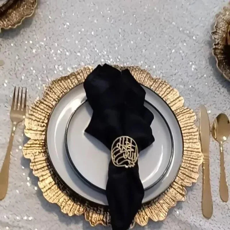 2pcs Arabic English Bismillah Napkin Rings Ramadan Mubarak Eid Al Adha Muslim Kareem Islamic Iftar decoration Housewarming gift