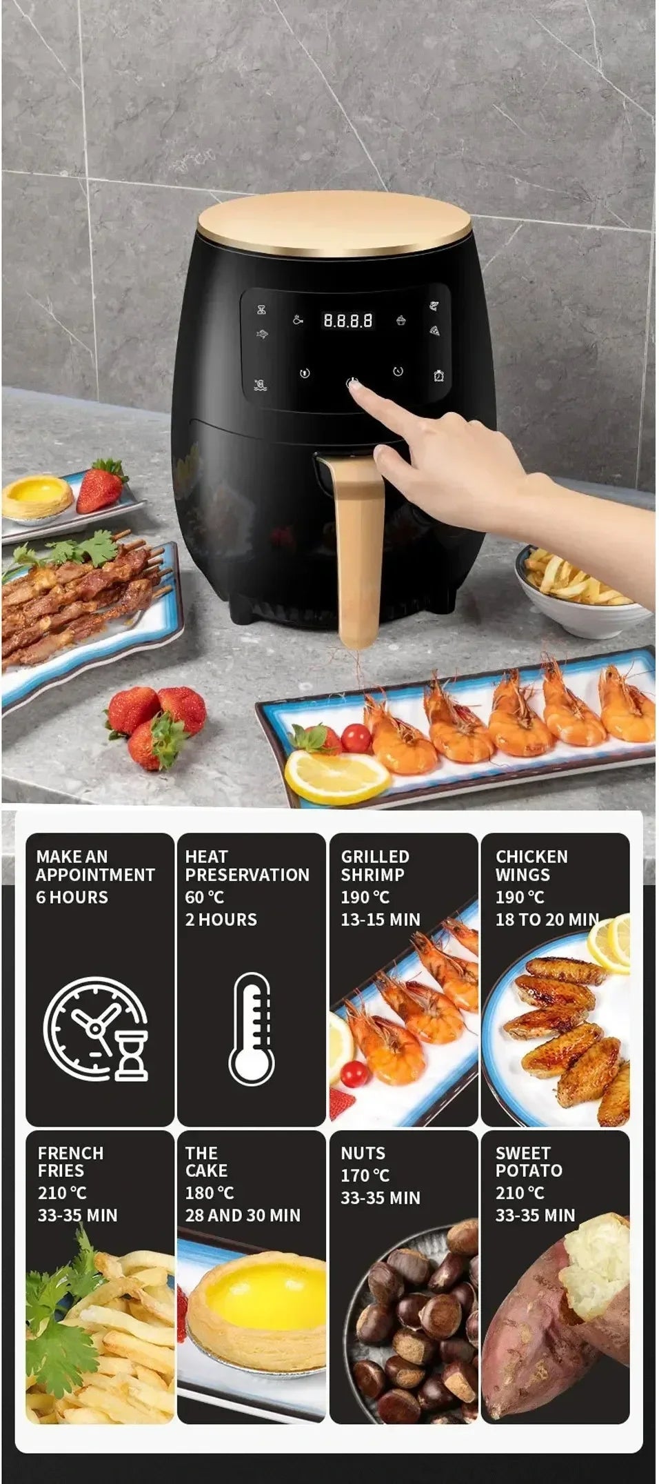 6L Air Fryer Multi-functional Intelligent Touch