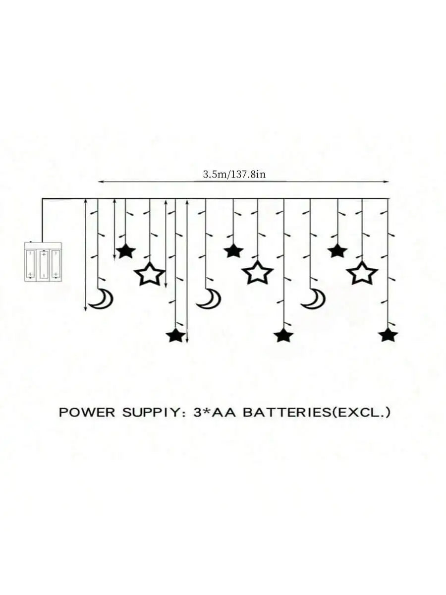 Rideau lumineux LED Étoile et Lune